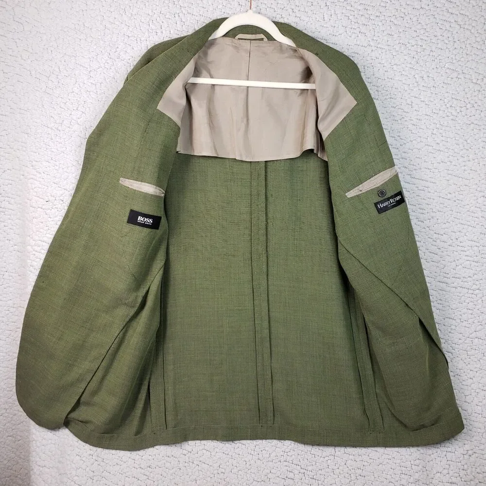 Harry Rosen Hugo Boss Men's Blazer 48R Wool Green Jacket Italy Luxe-on-Luxe - Picture 3 of 12